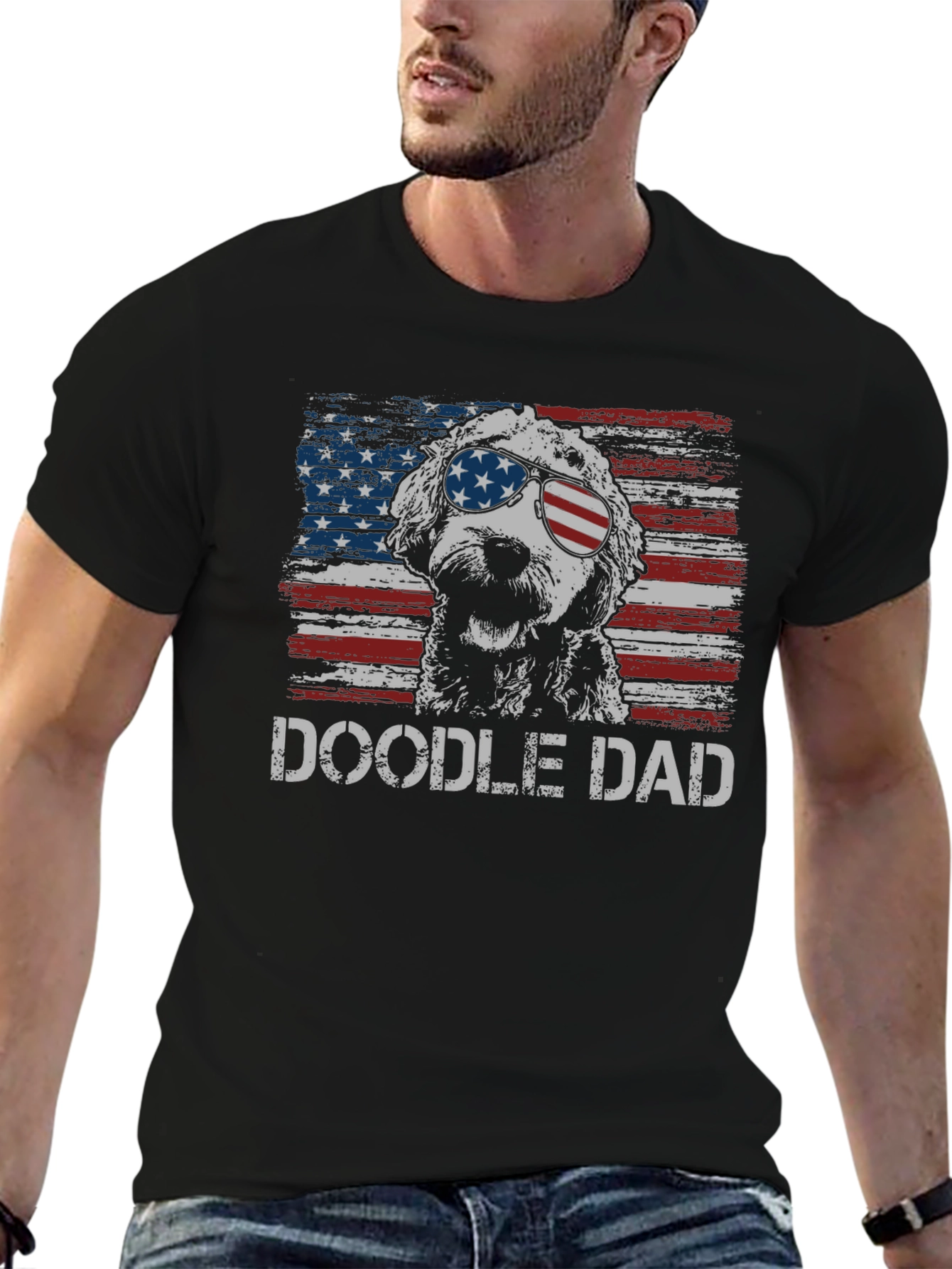 Doodle Dad USA Flag T-Shirt