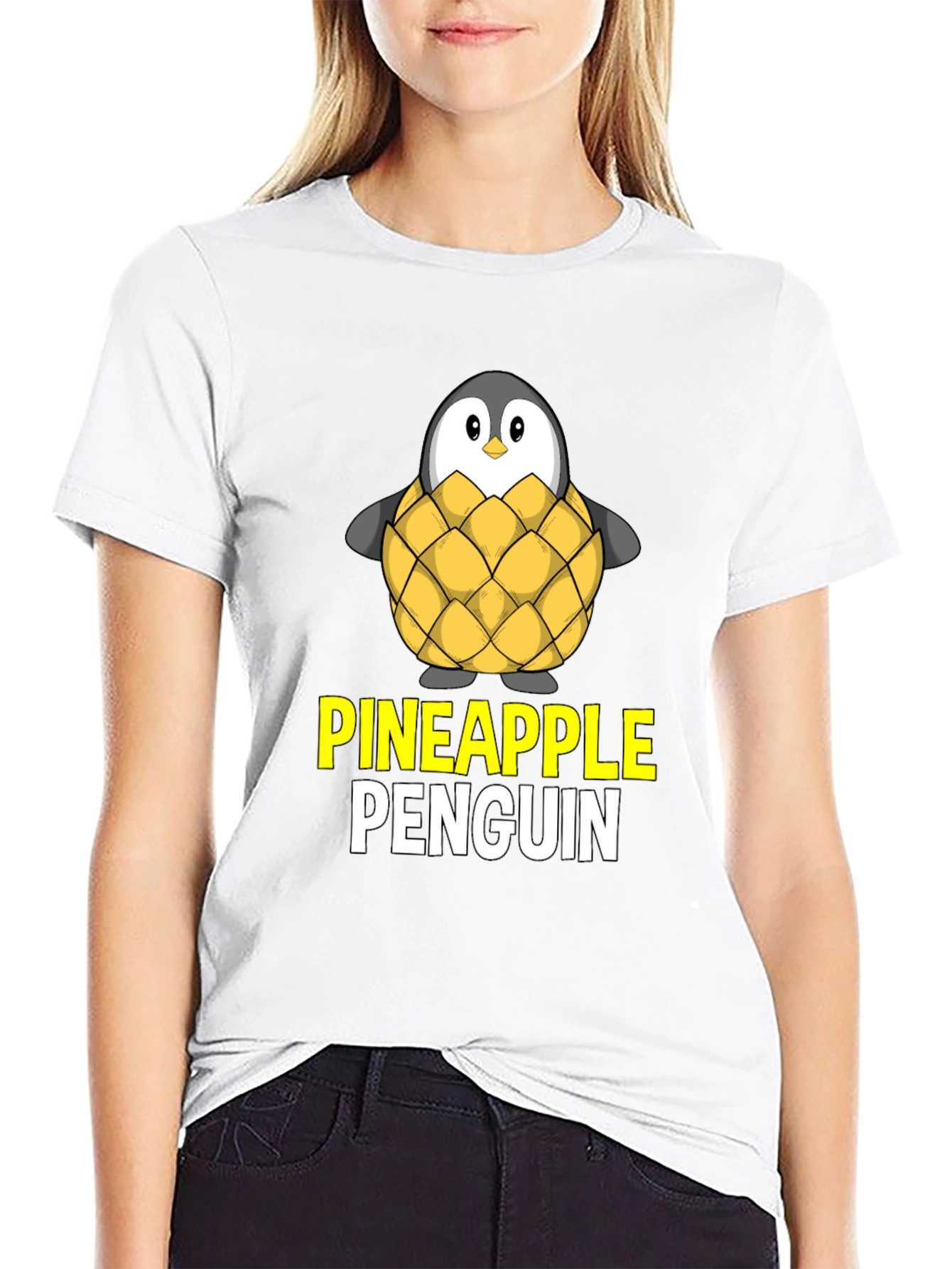 Pineapple Penguin Graphic T-Shirt - Unique Design