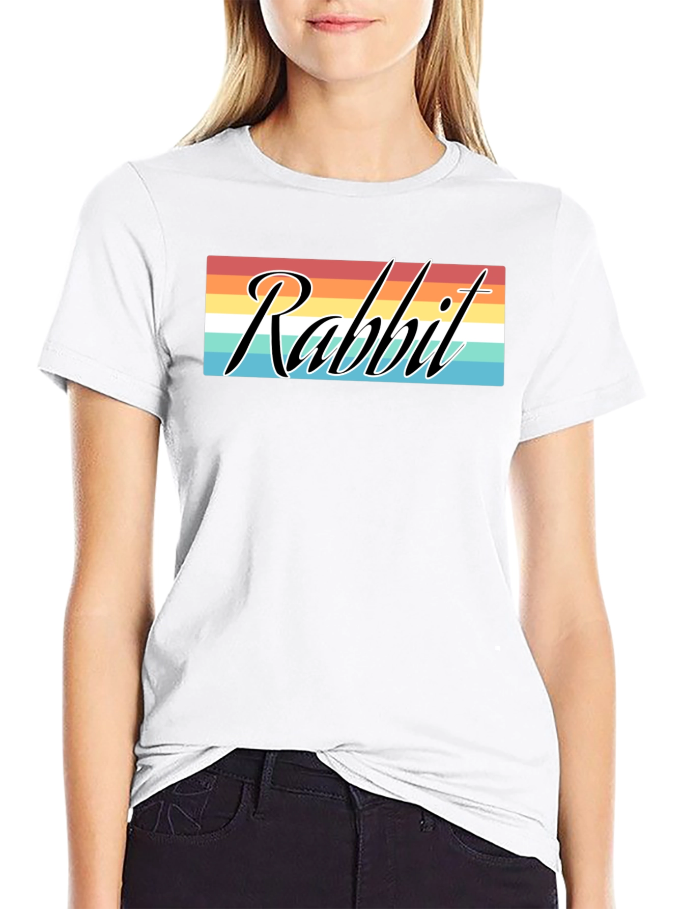 Rabbit Retro Graphic T-Shirt - Black