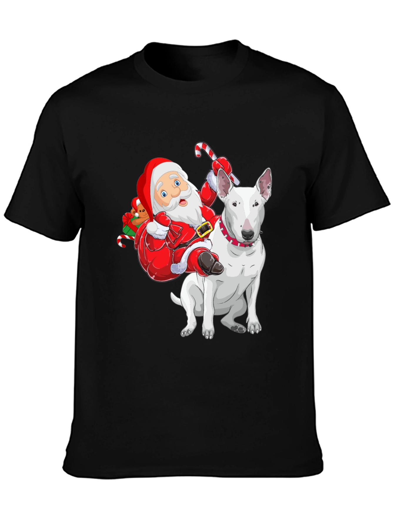Santa Riding a Bull Terrier T-Shirt