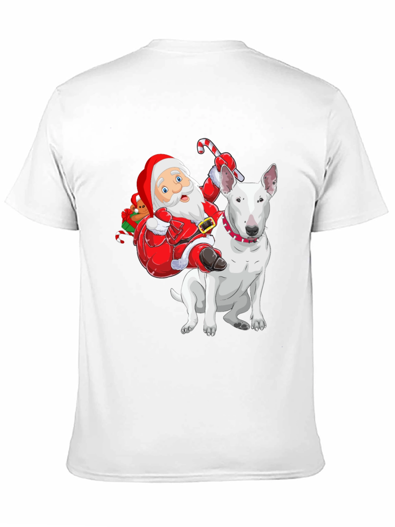 Santa Riding a Bull Terrier T-Shirt