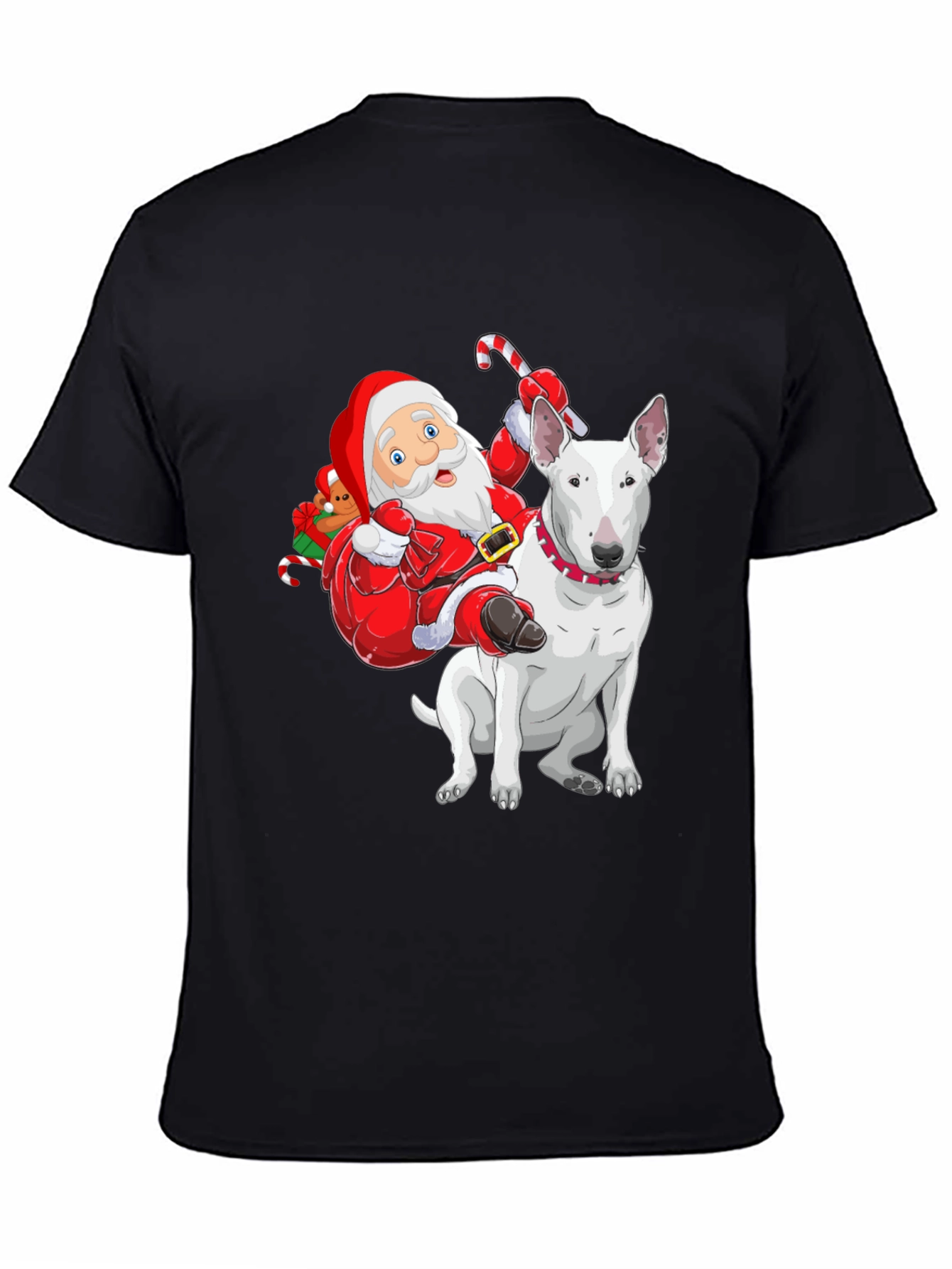 Santa Riding a Bull Terrier T-Shirt