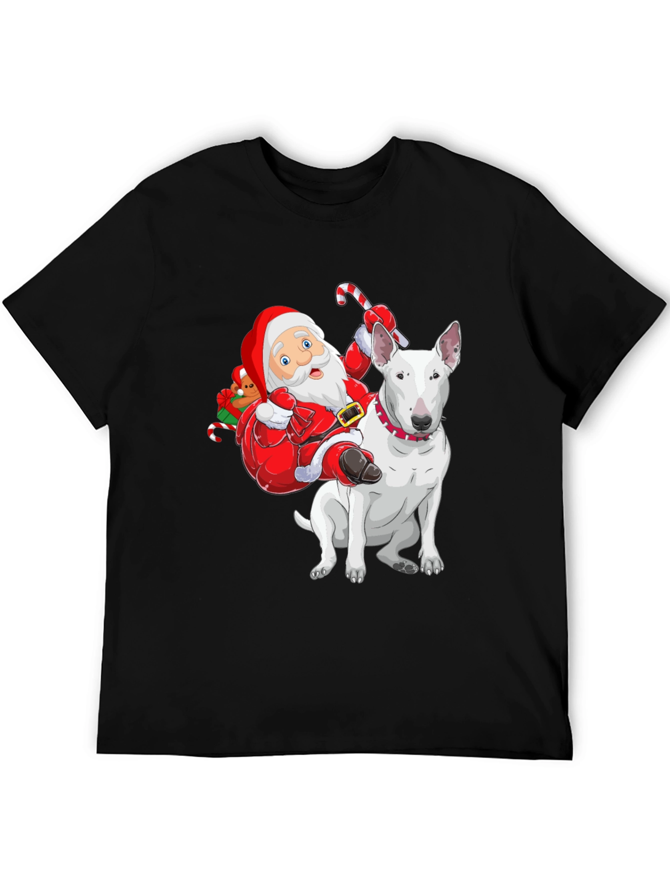 Santa Riding a Bull Terrier T-Shirt