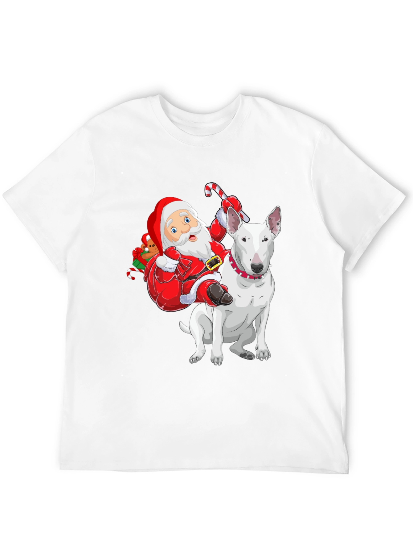 Santa Riding a Bull Terrier T-Shirt
