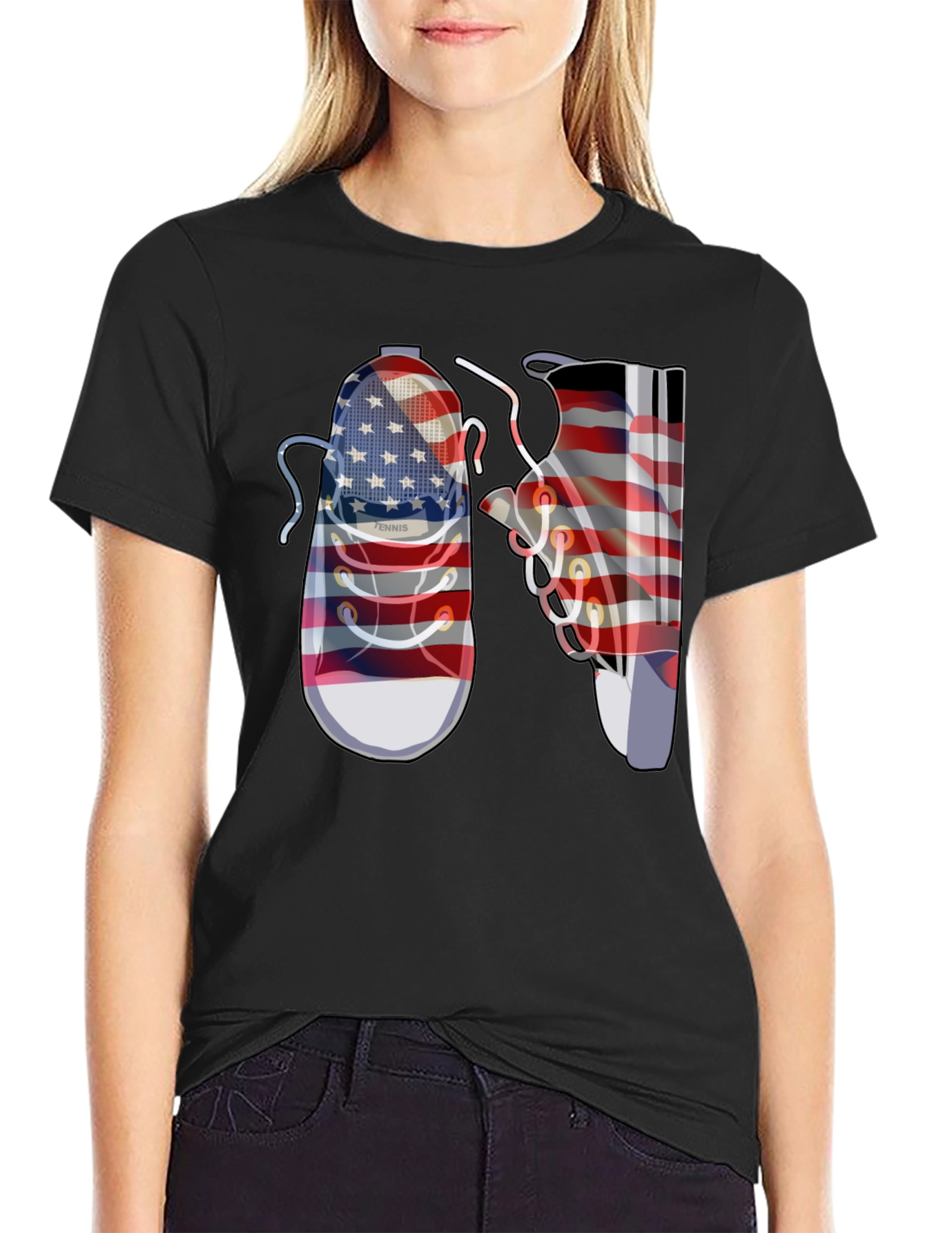 American Flag Sneaker Graphic T-Shirt