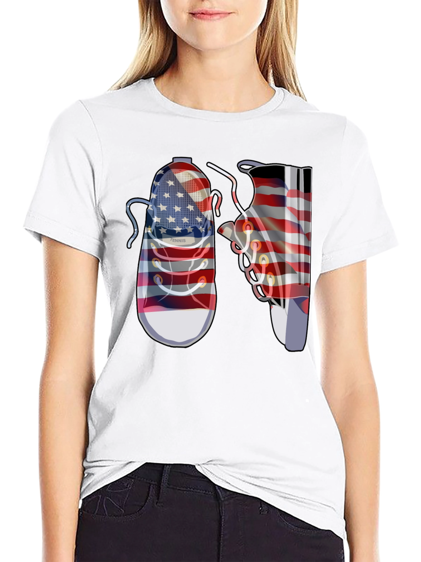 American Flag Sneaker Graphic T-Shirt