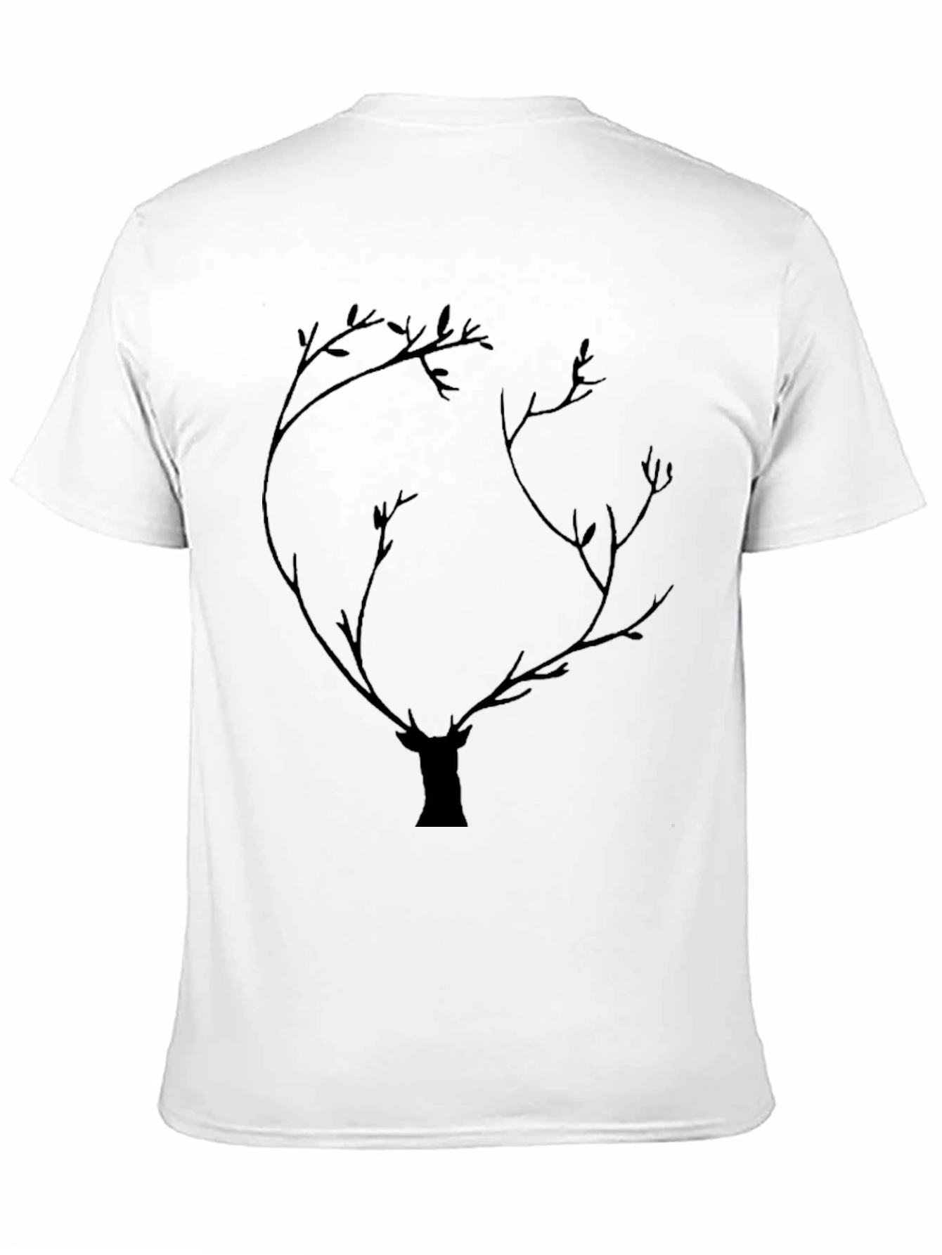 Deer Antler Tree Graphic Tee - Black Cotton Blend