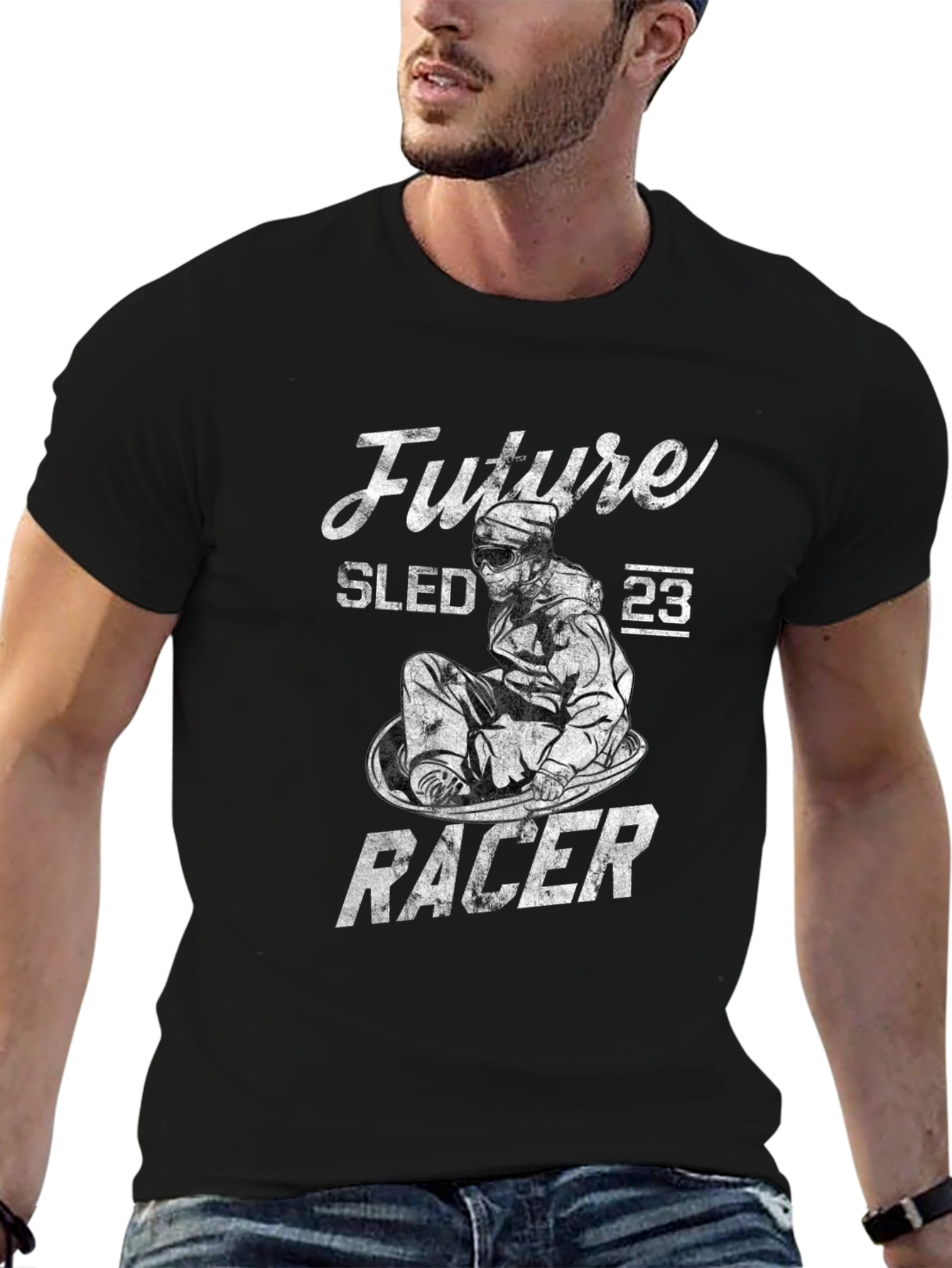 Future Sled Racer Graphic Tee - Black Cotton T-Shirt