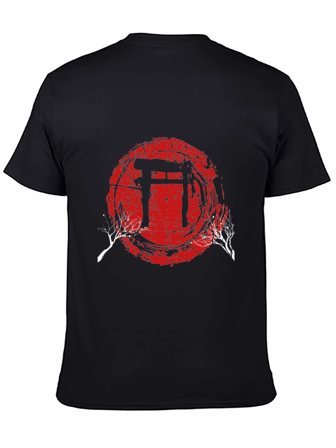 Mens Black T-Shirt with Japanese Gate Graphic