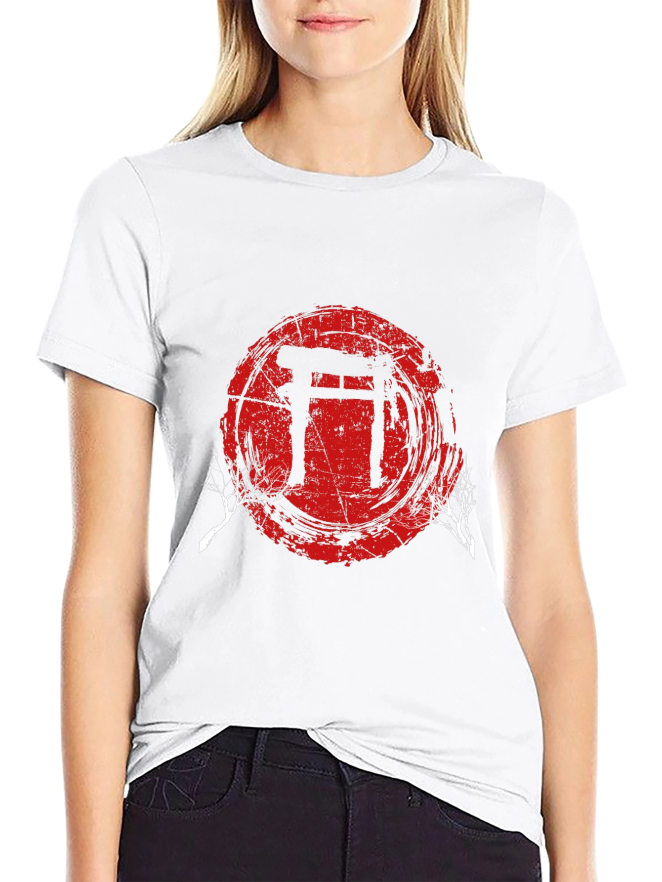 Mens Black T-Shirt with Japanese Gate Graphic