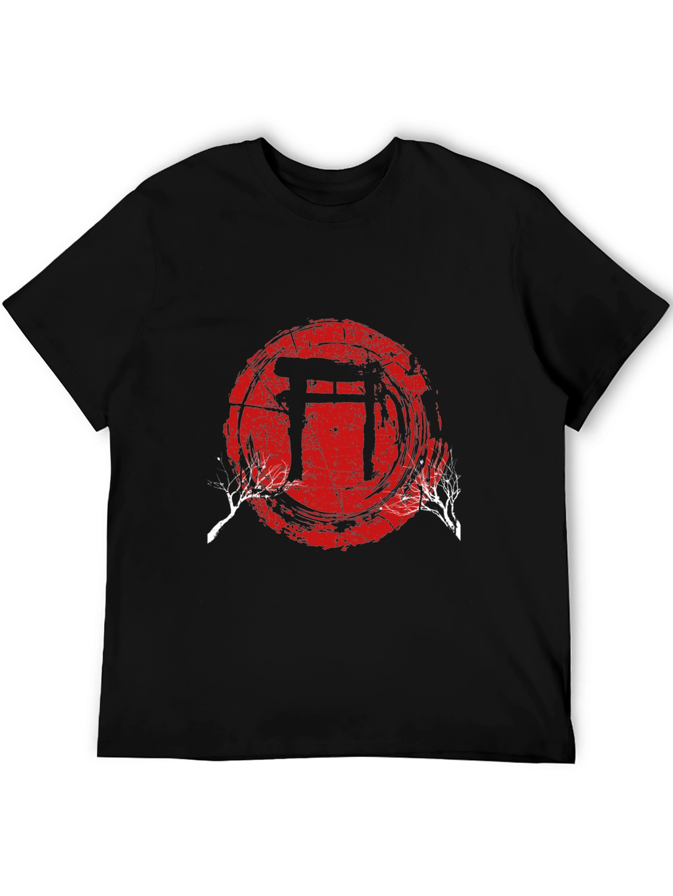 Mens Black T-Shirt with Japanese Gate Graphic
