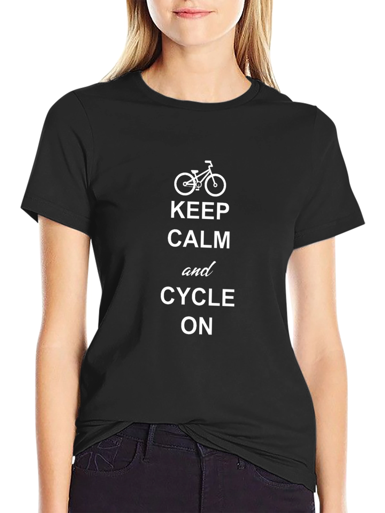 Keep Calm and Cycle On Black T-Shirt