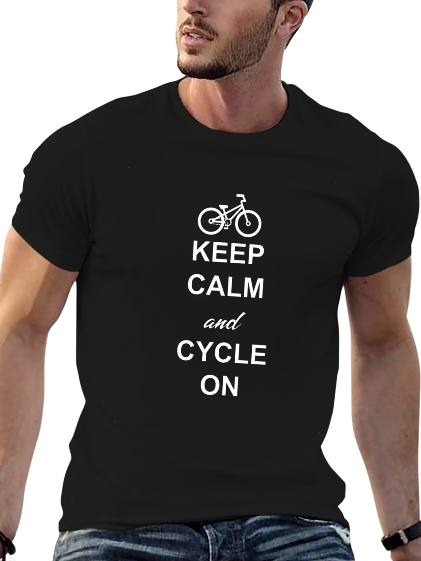 Keep Calm and Cycle On Black T-Shirt