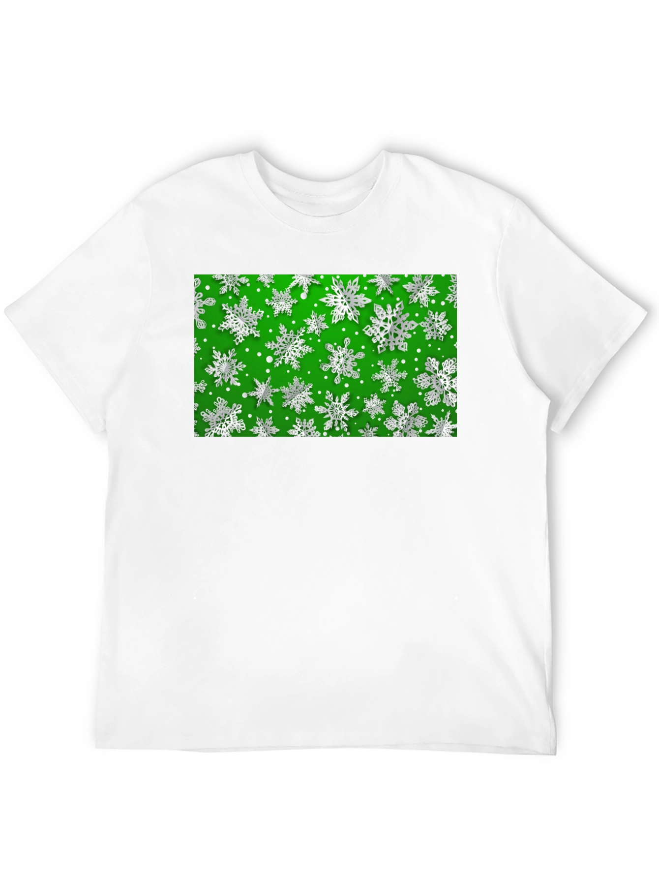 Festive Snowflake Pattern Black T-Shirt