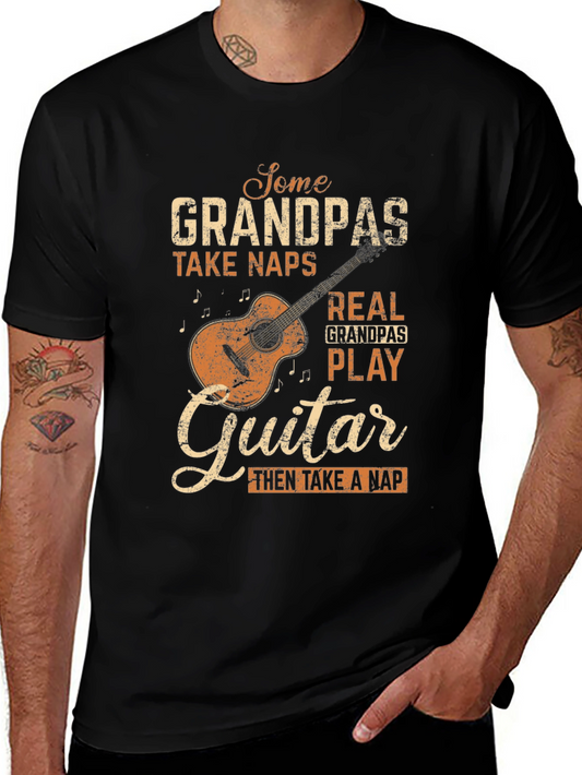 Grandpa Guitar Player Graphic T-Shirt
