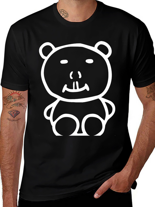 Funny Cartoon Bear Black T-Shirt