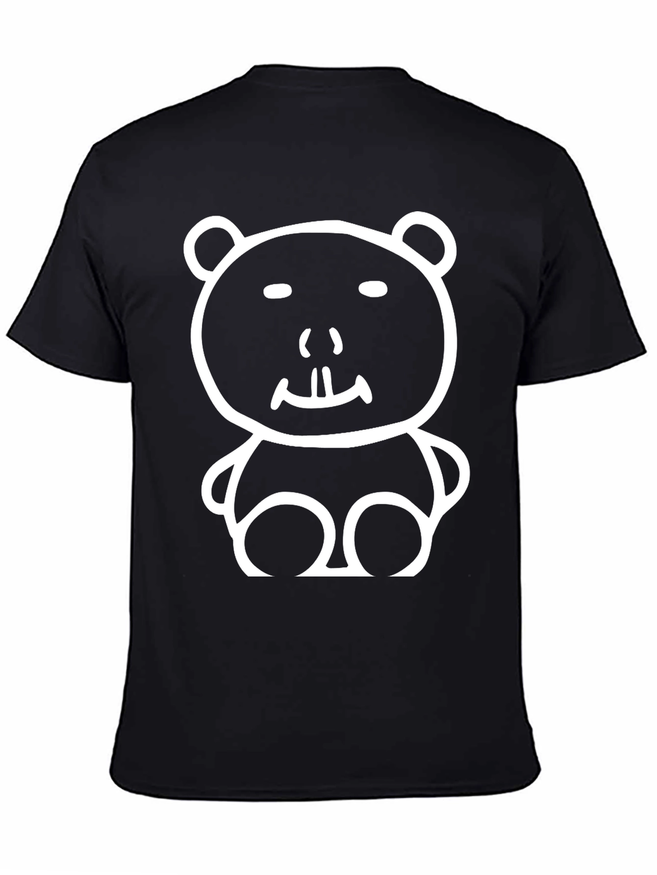 Funny Cartoon Bear Black T-Shirt