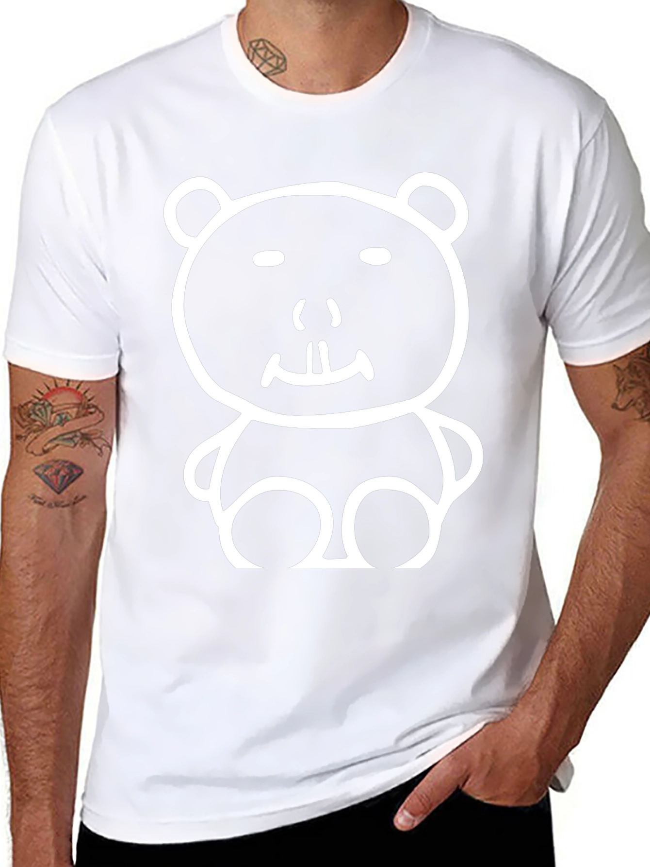 Funny Cartoon Bear Black T-Shirt