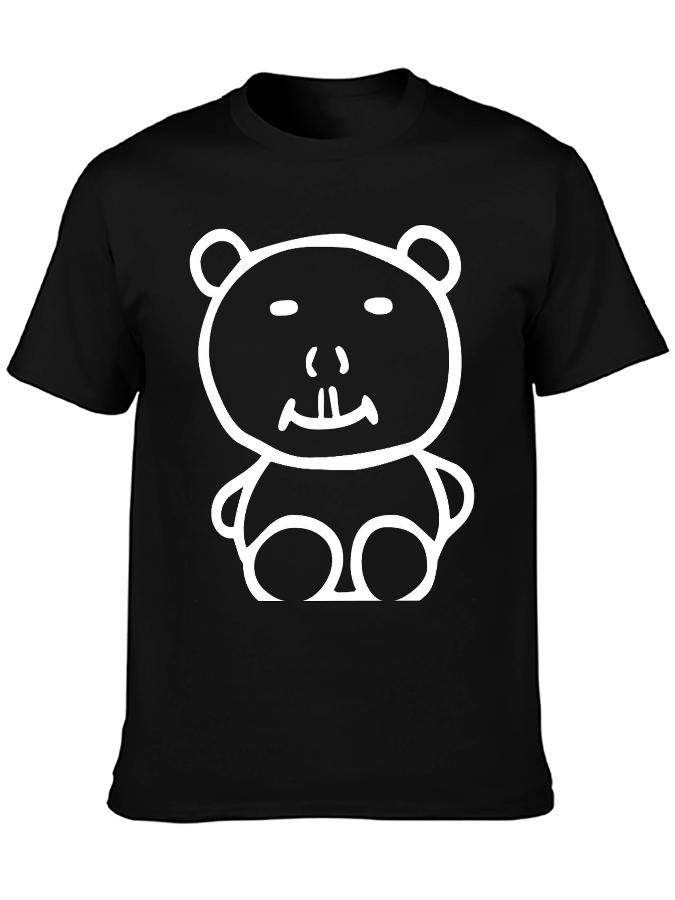 Funny Cartoon Bear Black T-Shirt