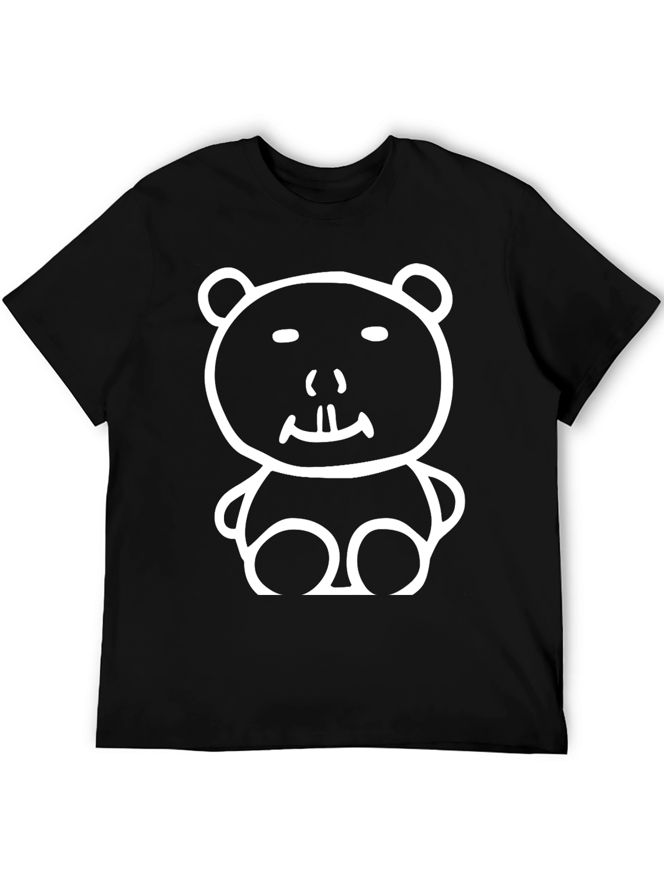 Funny Cartoon Bear Black T-Shirt