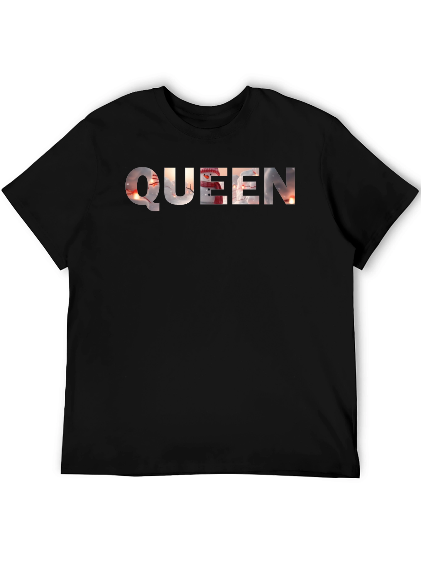 Queen Snowman Graphic Black T-Shirt