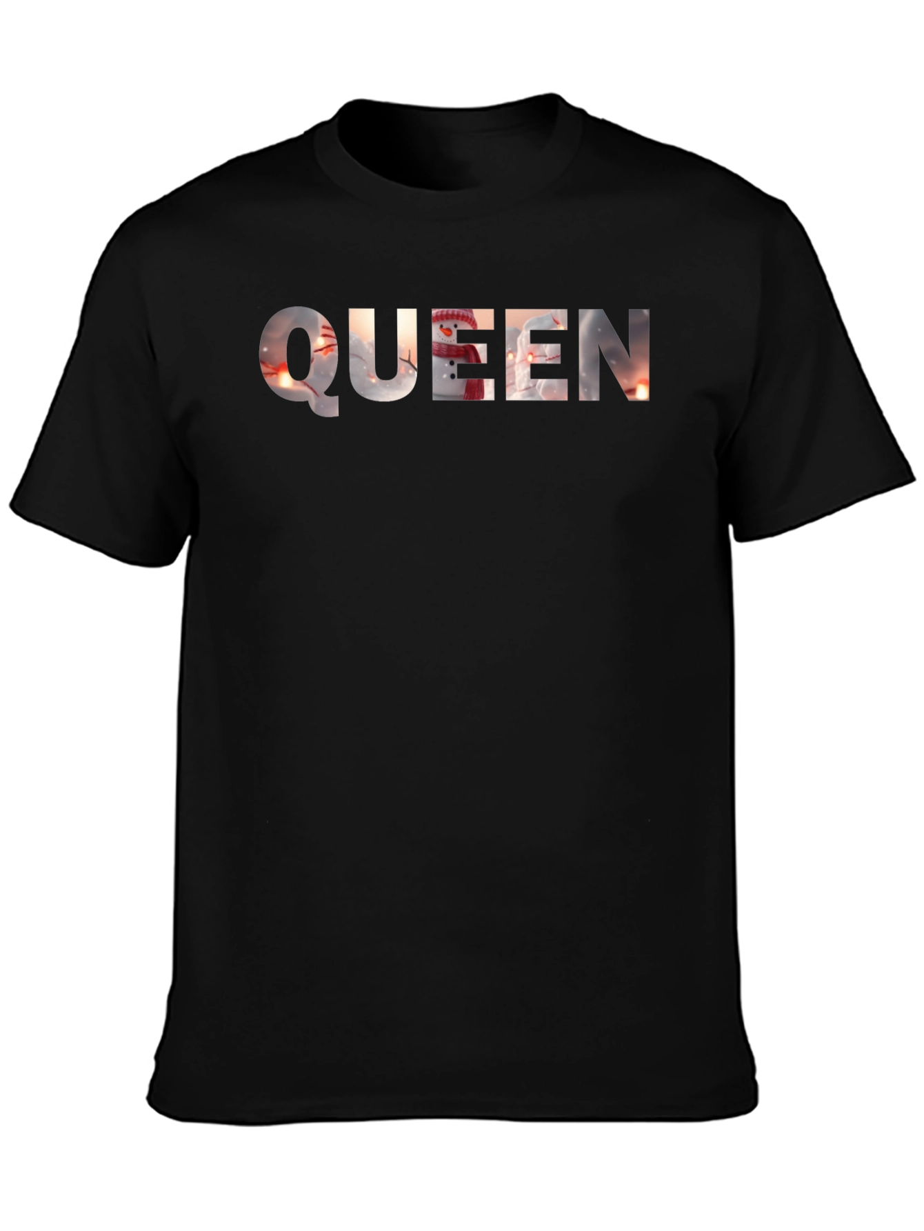 Queen Snowman Graphic Black T-Shirt