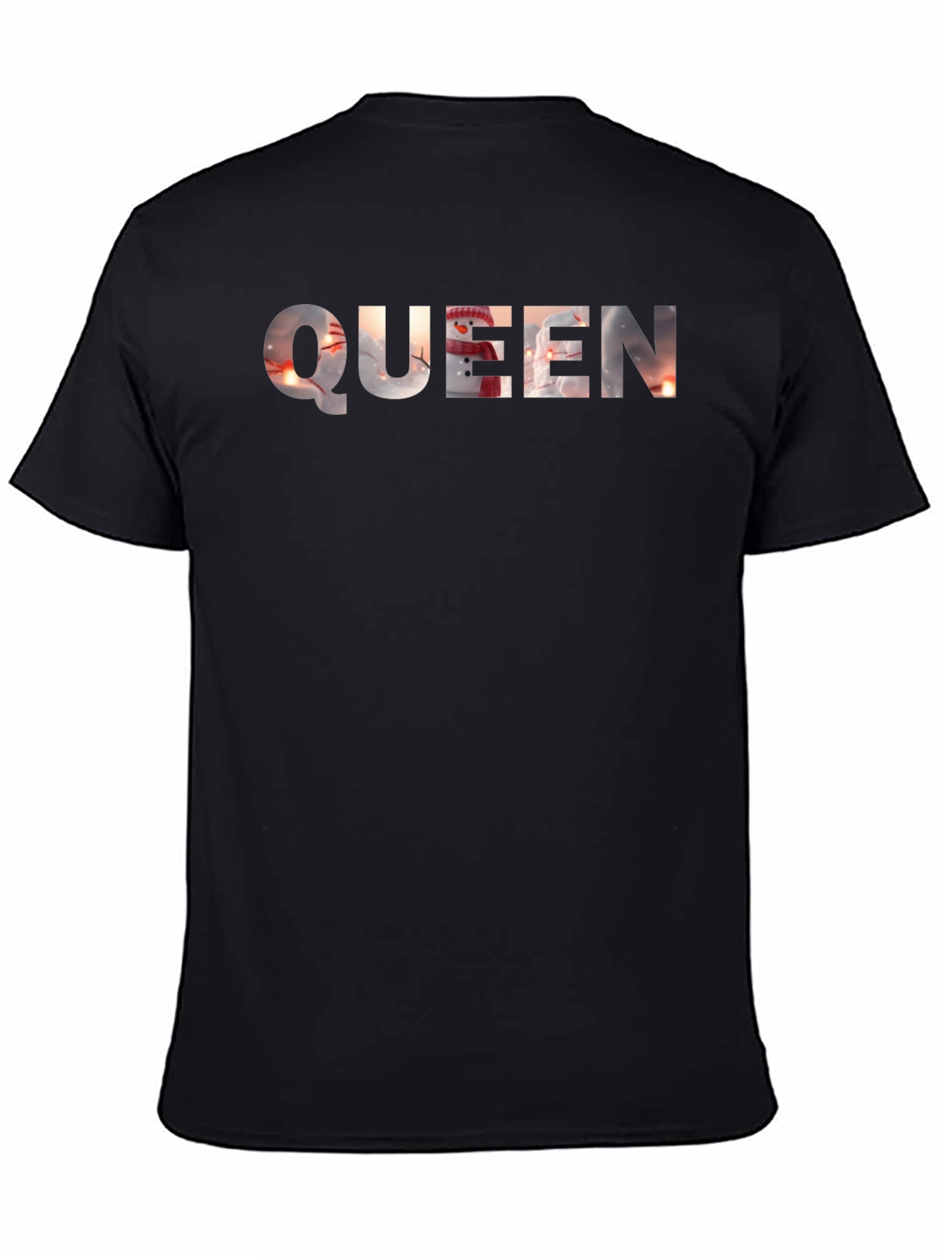 Queen Snowman Graphic Black T-Shirt