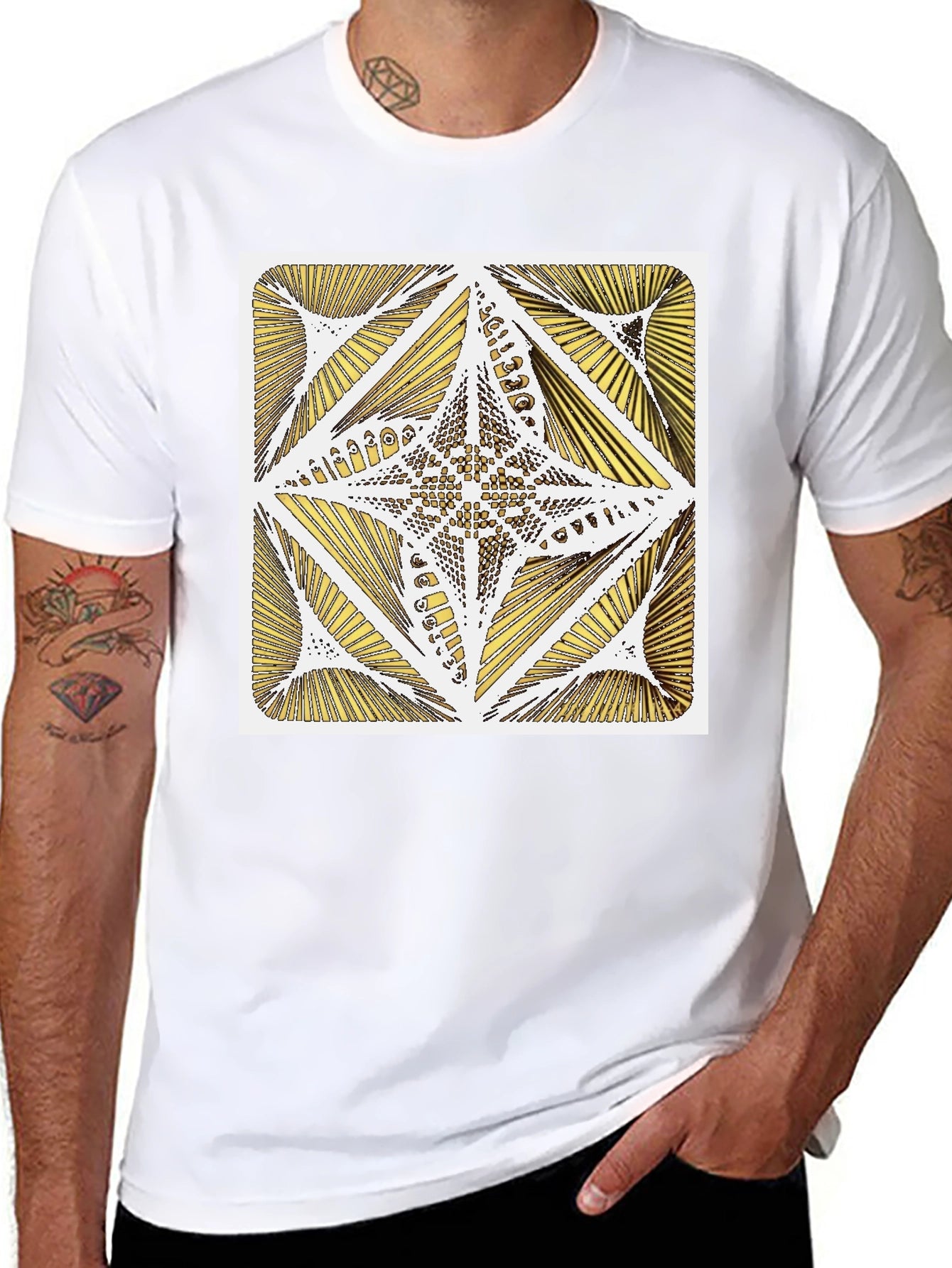 Geometric Star Graphic Tee - Modern Art Shirt