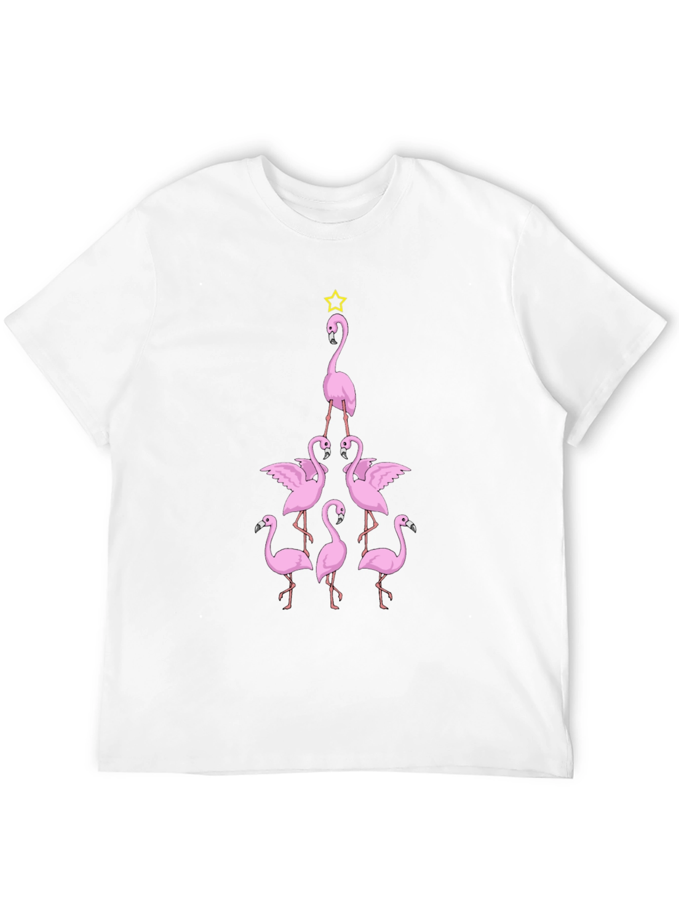 Flamingo Christmas Tree Graphic T-Shirt