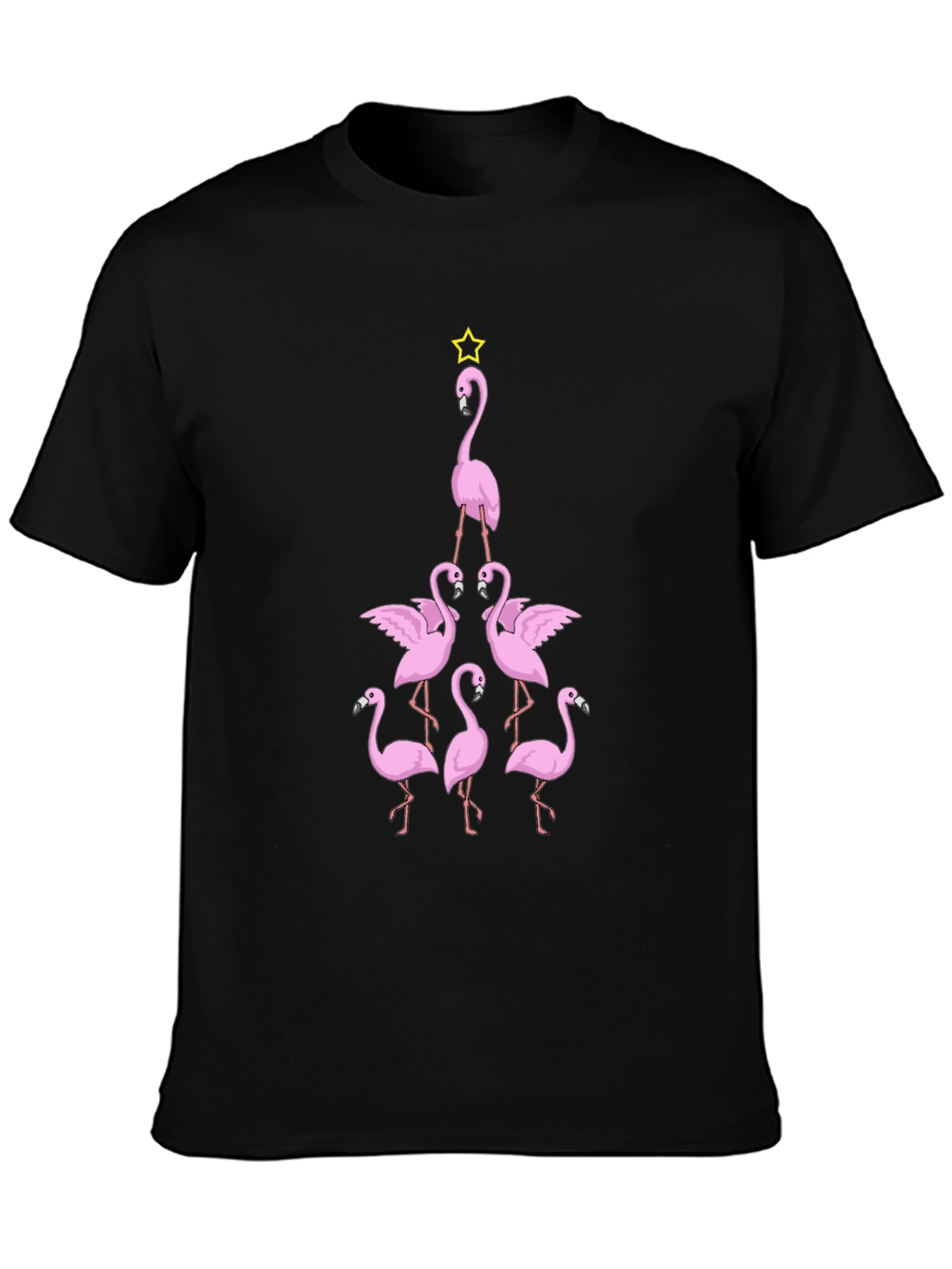 Flamingo Christmas Tree Graphic T-Shirt