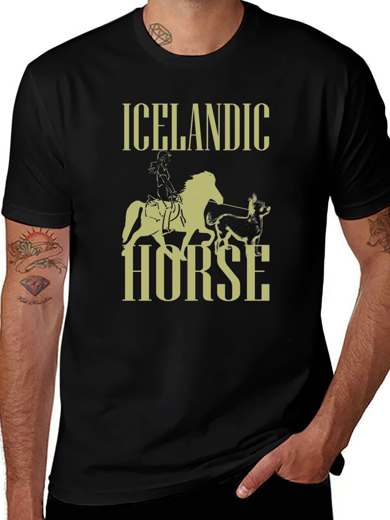 Icelandic Horse Graphic T-Shirt - Black