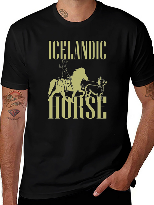 Icelandic Horse Graphic T-Shirt - Black
