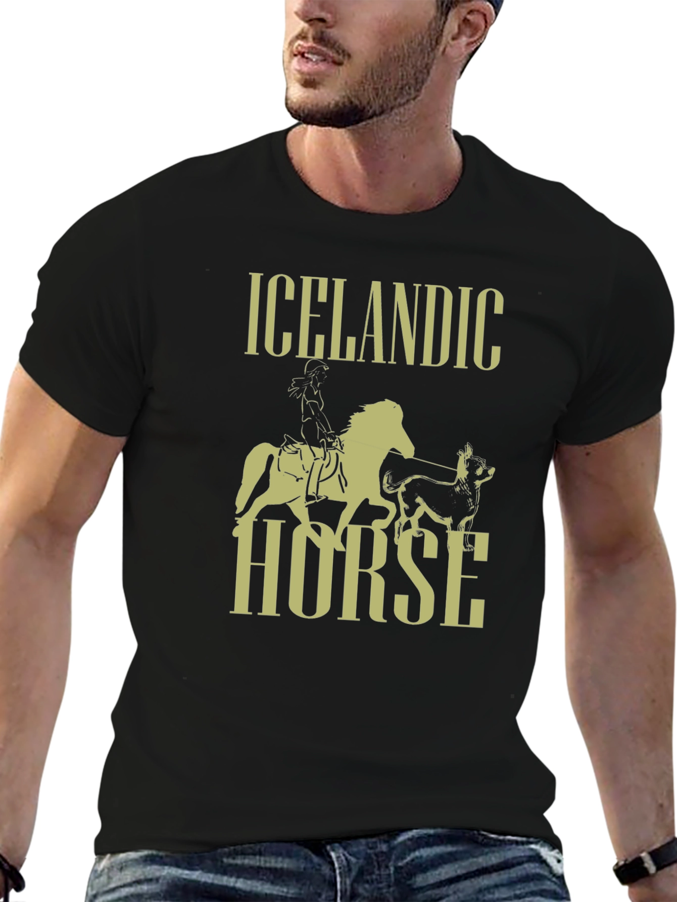 Icelandic Horse Graphic T-Shirt - Black