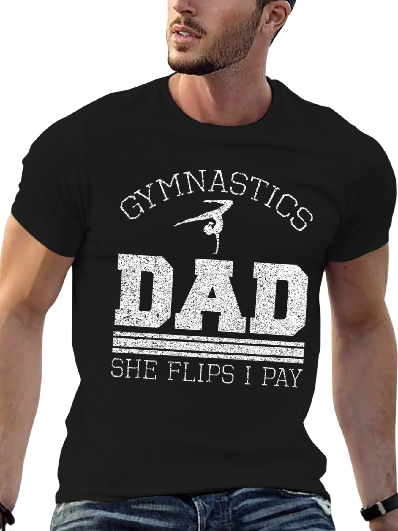 Gymnastics Dad Tee - She Flips I Pay