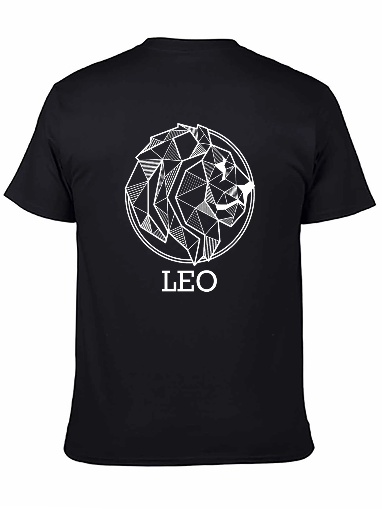 Geometric Leo Zodiac Black T-Shirt
