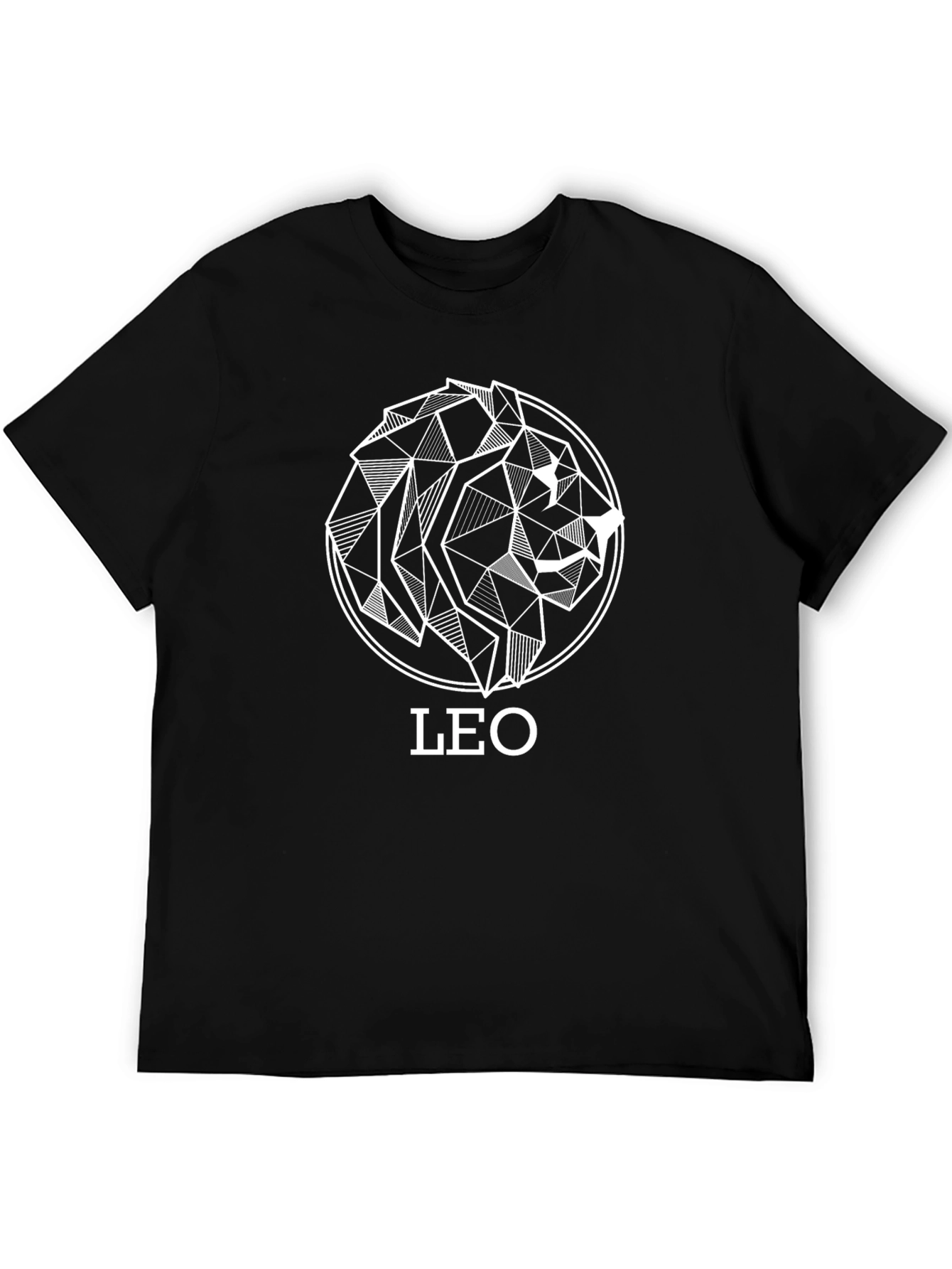 Geometric Leo Zodiac Black T-Shirt
