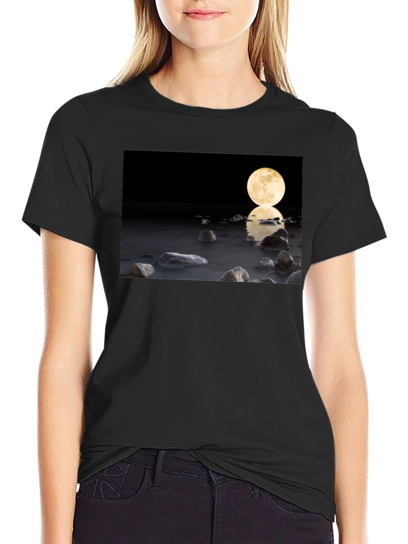 Moonlit Water Graphic Tee - Soft Cotton Blend