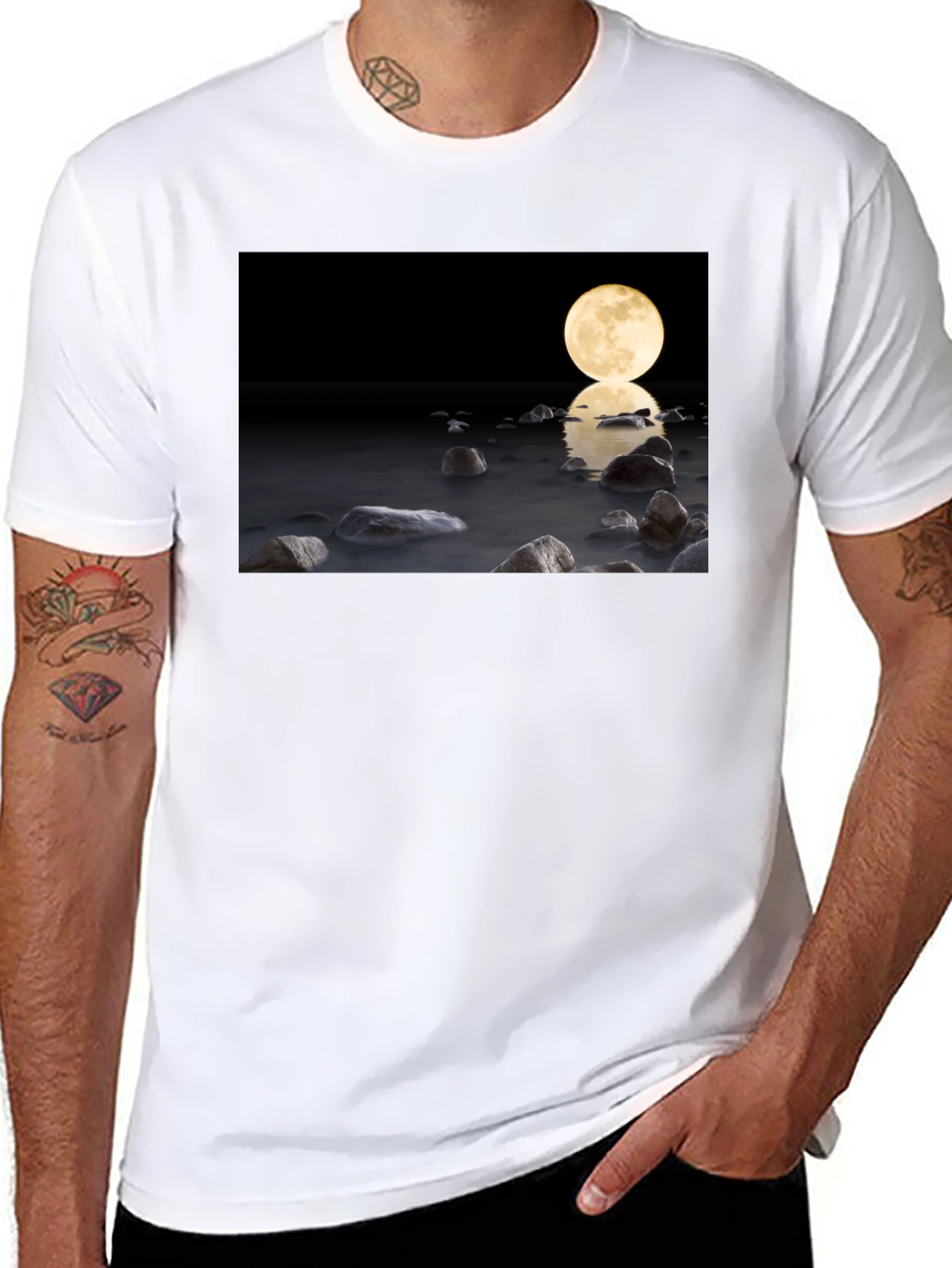 Moonlit Water Graphic Tee - Soft Cotton Blend