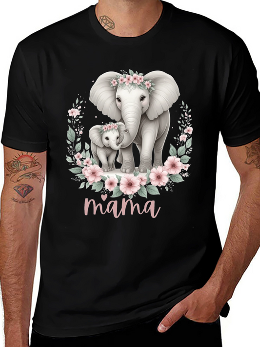 Elephant Mama Floral T-Shirt - Cute Mothers Day Tee