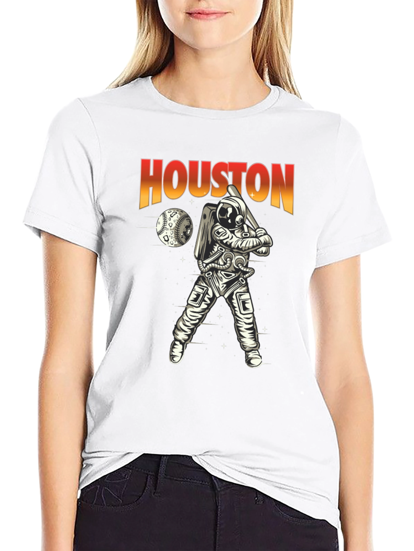 Houston Astronaut Baseball T-Shirt - Unique Space Design