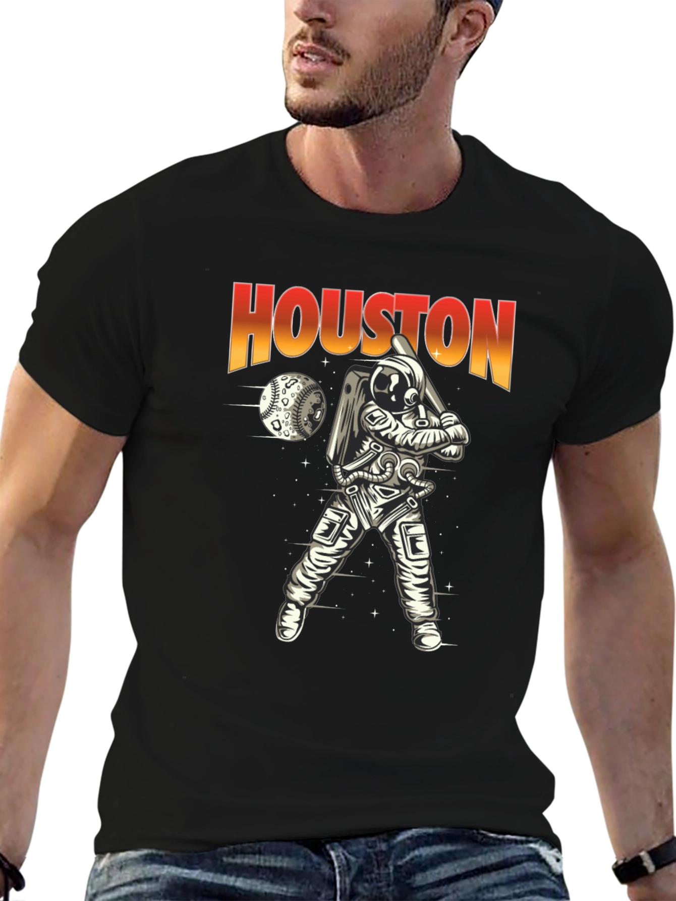 Houston Astronaut Baseball T-Shirt - Unique Space Design