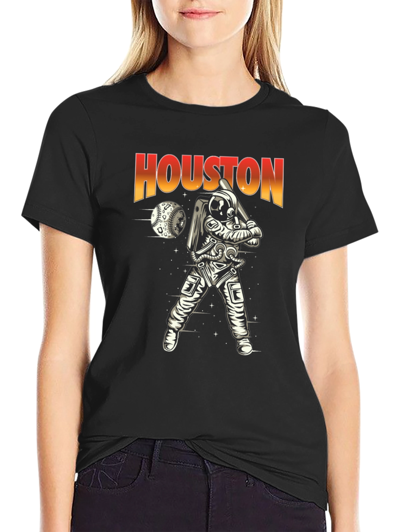 Houston Astronaut Baseball T-Shirt - Unique Space Design