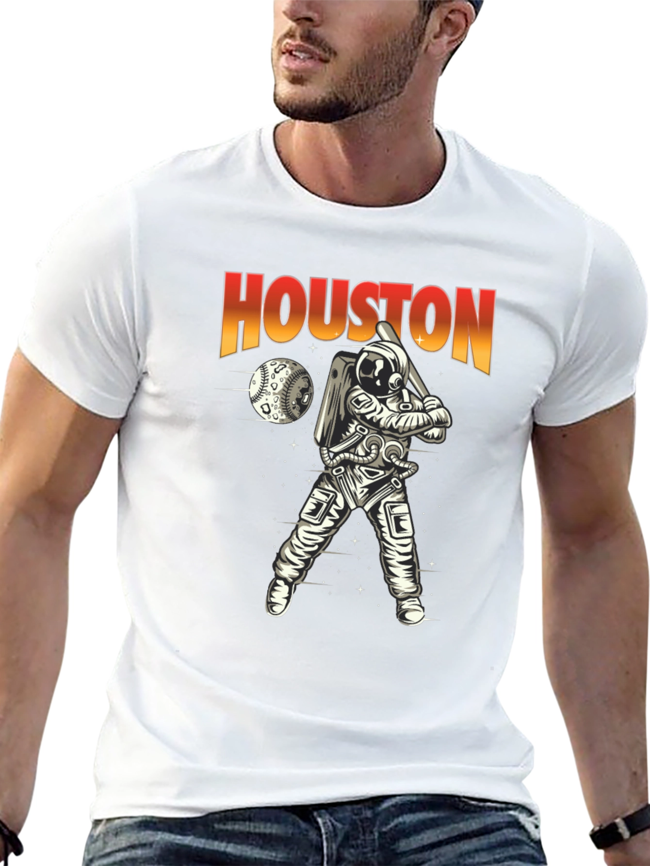 Houston Astronaut Baseball T-Shirt - Unique Space Design
