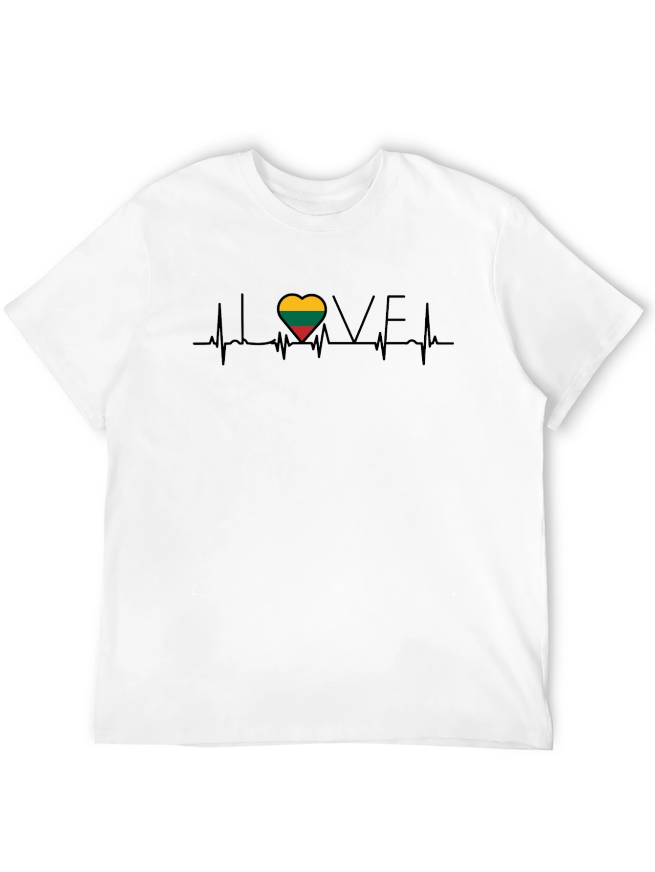 Love Lithuania Heartbeat T-Shirt - Unisex Black Tee