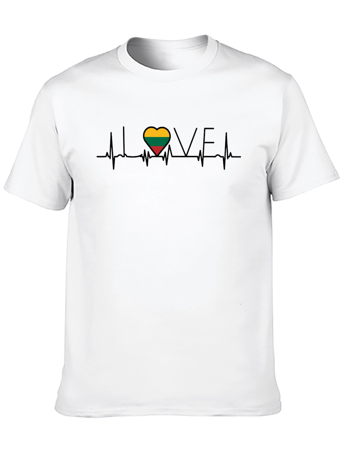Love Lithuania Heartbeat T-Shirt - Unisex Black Tee