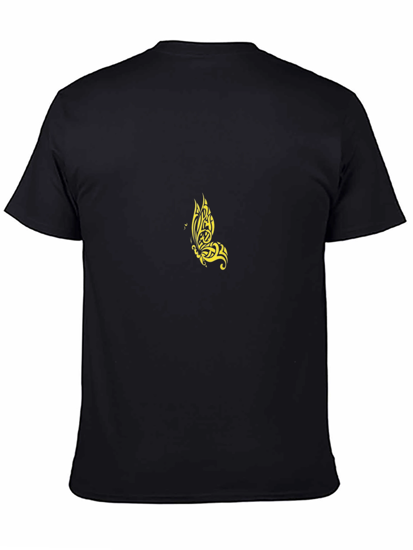 Mens Black T-Shirt with Butterfly Design