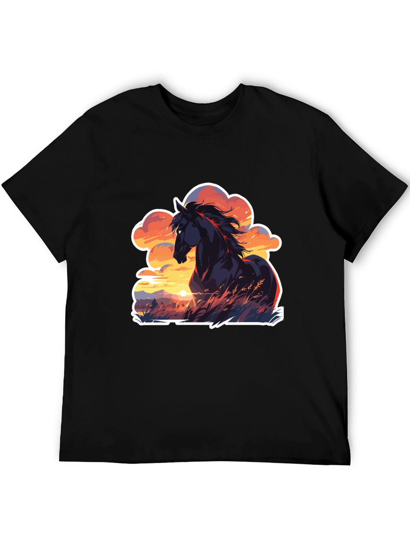 Horse Sunset T-Shirt: Black Graphic Tee