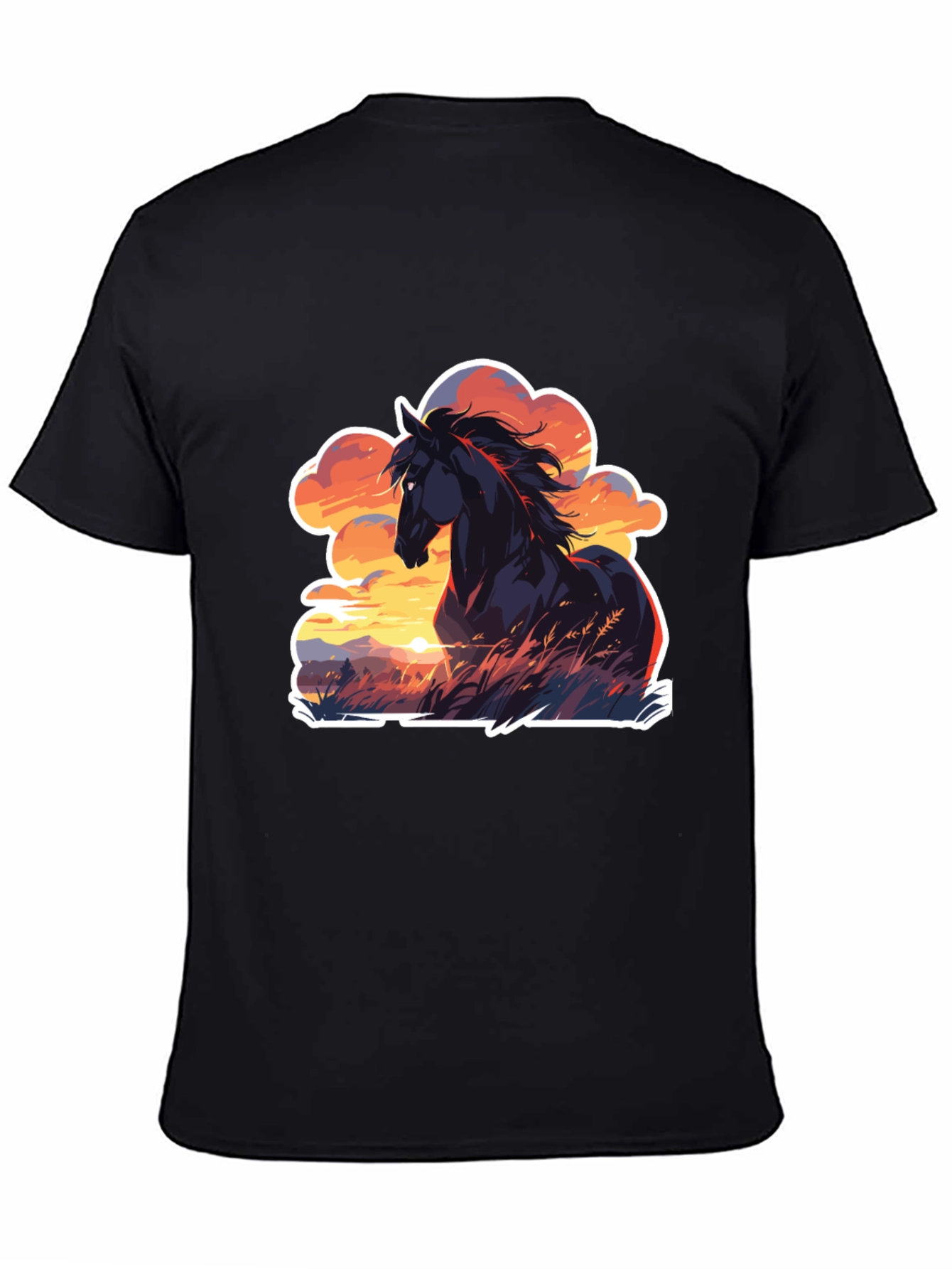 Horse Sunset T-Shirt: Black Graphic Tee