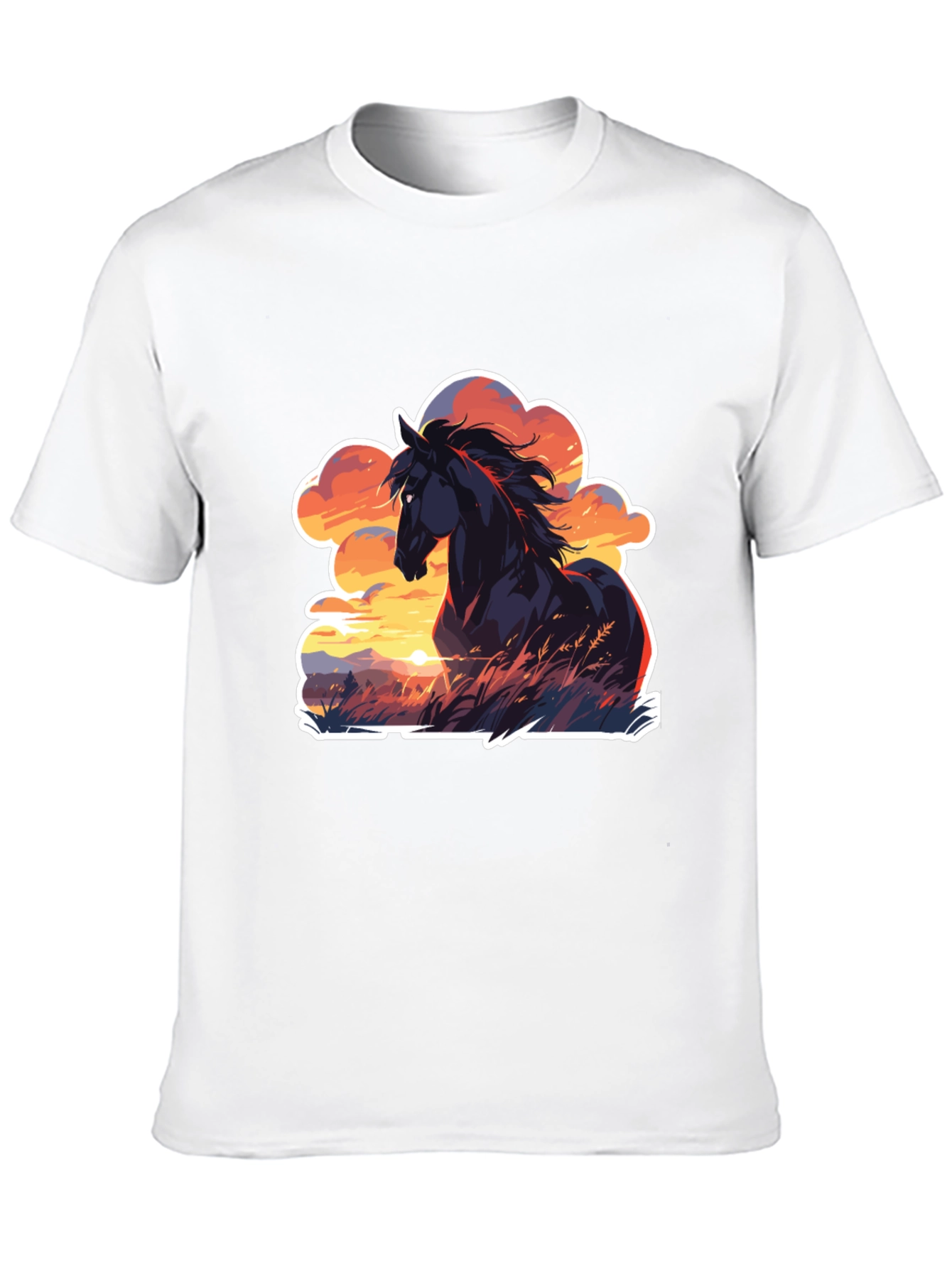 Horse Sunset T-Shirt: Black Graphic Tee