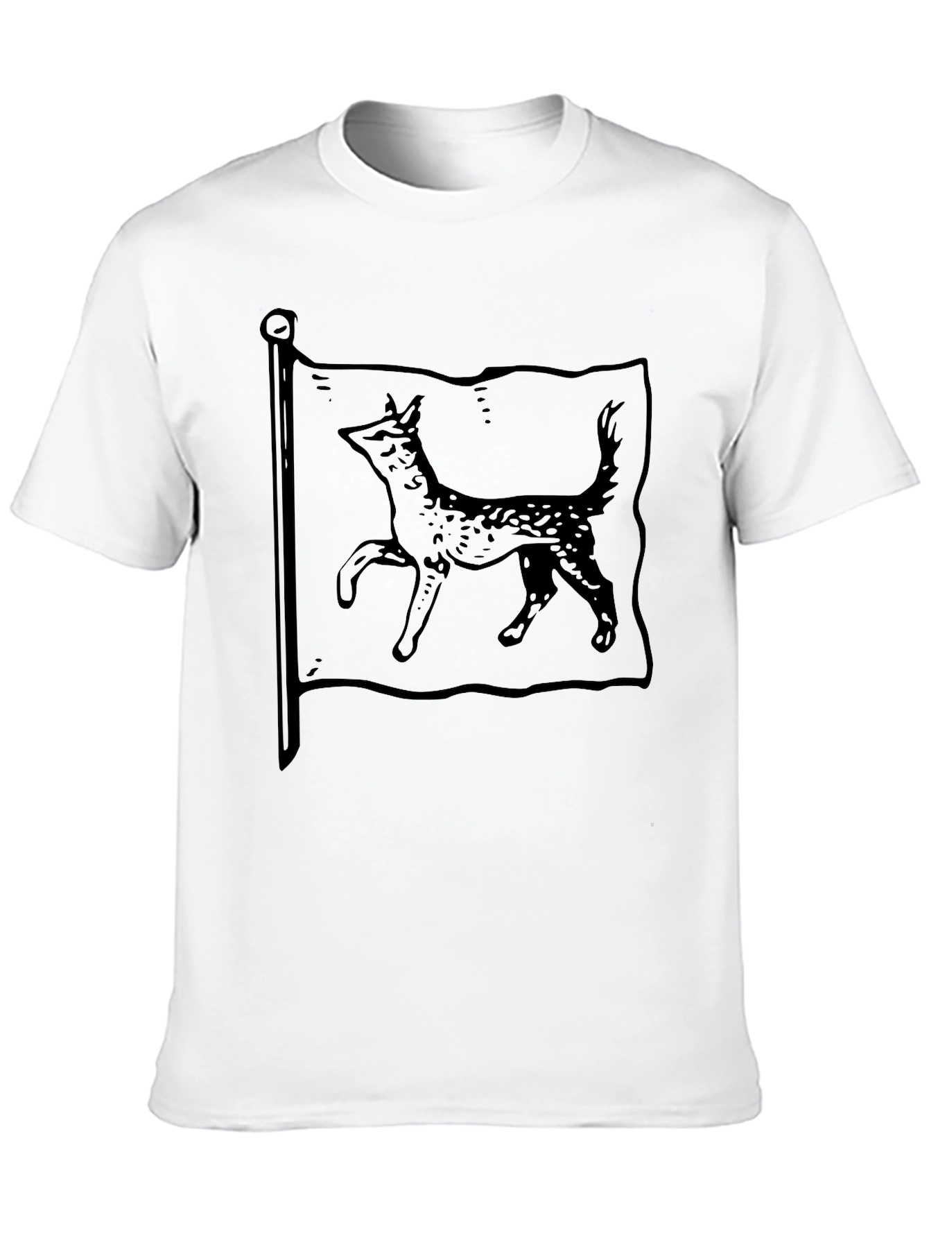Mens Black T-Shirt with Dog Flag Graphic